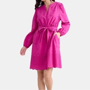 Pink Eyelet Dress with Belt